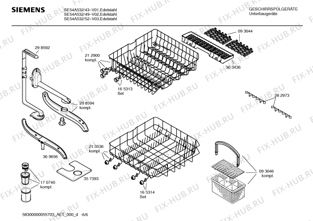 Взрыв-схема посудомоечной машины Siemens SE54A532 - Схема узла 06