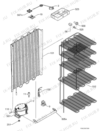 Взрыв-схема холодильника Zanker ZKF190 - Схема узла Cooling system 017