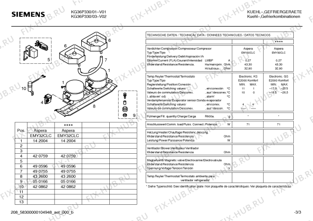 Взрыв-схема холодильника Siemens KG36P330 - Схема узла 03