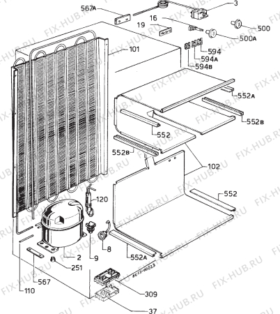 Взрыв-схема холодильника Privileg 018863 1 - Схема узла Refrigerator cooling system