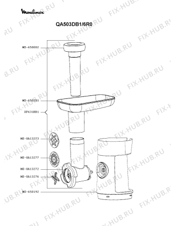 Взрыв-схема кухонного комбайна Moulinex QA503DB1/6R0 - Схема узла VP005136.7P5