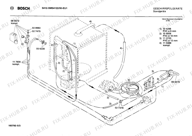 Взрыв-схема посудомоечной машины Bosch SMS4122 S412 - Схема узла 03