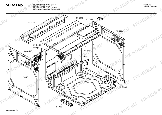 Взрыв-схема плиты (духовки) Siemens HE15054 - Схема узла 05