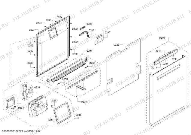 Взрыв-схема посудомоечной машины Bosch SHP68TL5UC SilencePlus 44 dBA - Схема узла 02