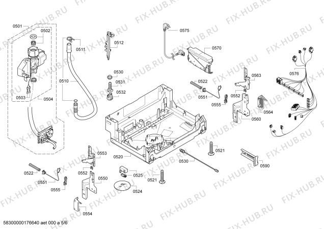 Взрыв-схема посудомоечной машины Bosch SMV86S00DE Exclusiv, Made in Germany - Схема узла 05