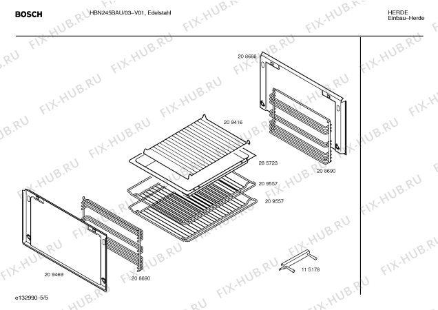 Схема №1 HBN245BAU с изображением Панель управления для плиты (духовки) Bosch 00353926