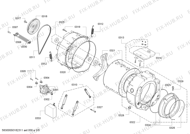 Схема №2 WAS28495NL Logixx 9 VarioPerfect с изображением Рама люка для стиралки Bosch 00747539