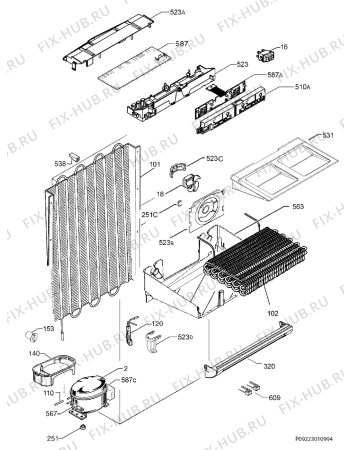 Взрыв-схема холодильника Aeg Electrolux A85220GA - Схема узла Cooling system 017