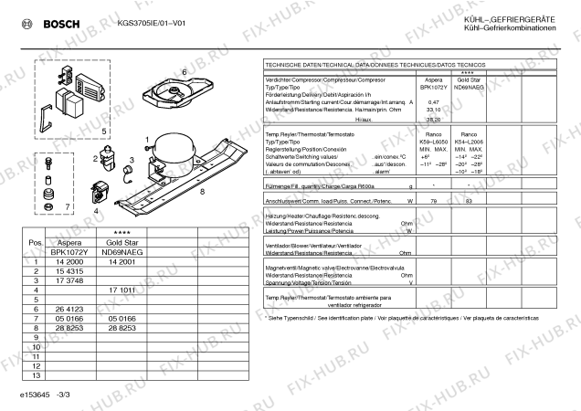 Взрыв-схема холодильника Bosch KGS3705IE - Схема узла 03