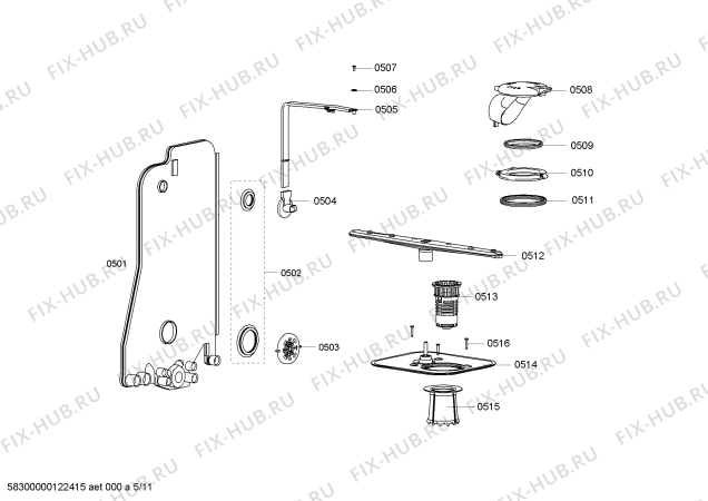 Взрыв-схема посудомоечной машины Siemens SM55E630CH - Схема узла 06
