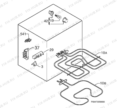 Взрыв-схема плиты (духовки) Faure CML6022W - Схема узла Functional parts