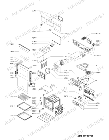 Схема №1 AKP 568/IX/02 с изображением Обшивка для плиты (духовки) Whirlpool 481010618311