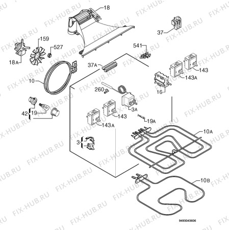 Взрыв-схема плиты (духовки) Zanussi ZOU363X - Схема узла Electrical equipment 268