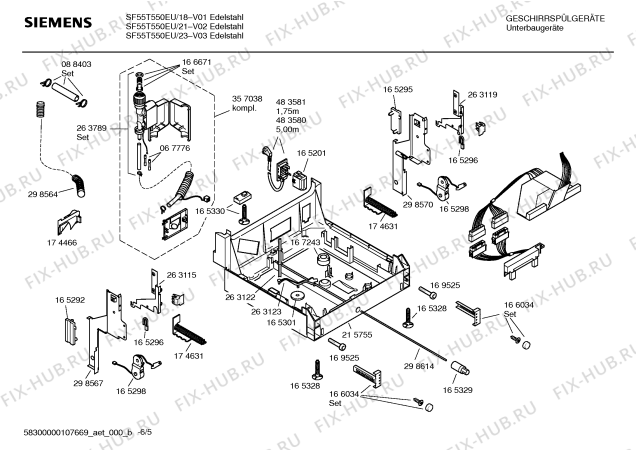 Взрыв-схема посудомоечной машины Siemens SF55T550EU - Схема узла 05
