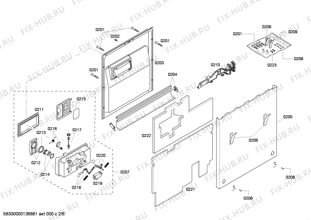Схема №2 DF251760 с изображением Панель управления для посудомойки Bosch 00672867