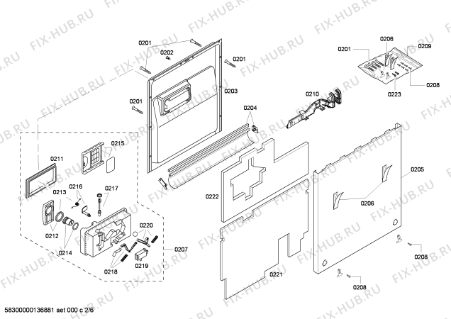 Взрыв-схема посудомоечной машины Gaggenau DF251760 - Схема узла 02