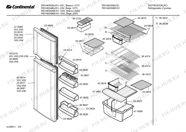 Взрыв-схема холодильника Continental RSV465506K - Схема узла 02
