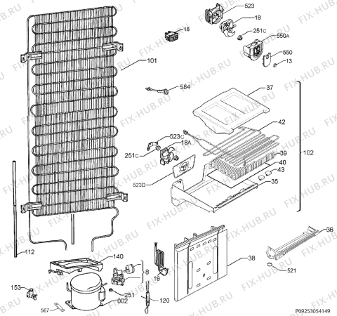 Взрыв-схема холодильника Electrolux ZRB934NX2 - Схема узла Cooling system 017