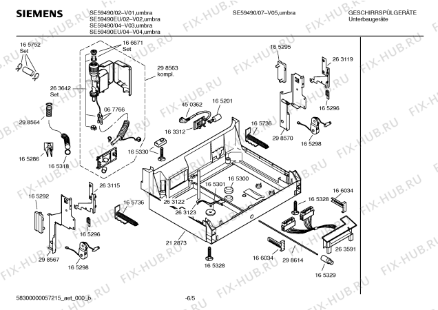 Взрыв-схема посудомоечной машины Siemens SE59490 - Схема узла 05