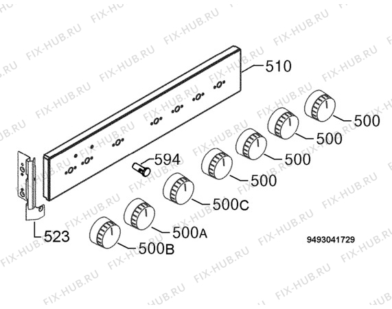 Взрыв-схема плиты (духовки) Zanussi ZOU261X - Схема узла Command panel 037