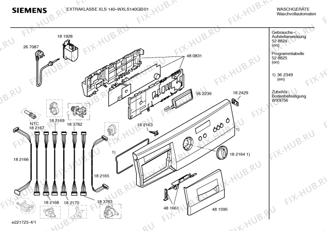 Схема №1 WXLS140GB SIEMENS Extraklasse XLS140 с изображением Панель управления для стиральной машины Siemens 00362349