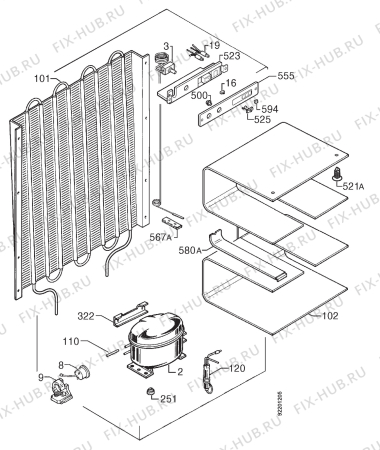 Взрыв-схема холодильника Rex CP120FR - Схема узла Cooling system 017