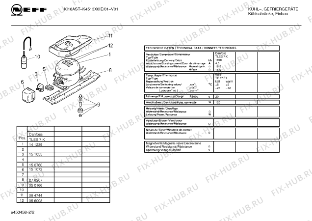 Взрыв-схема холодильника Neff K4513X0IE - Схема узла 02