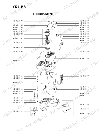 Схема №2 XP604050/DY0 с изображением Холдер фильтра  для кофеварки (кофемашины) Krups MS-623001