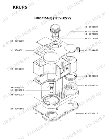 Схема №1 F8674210(0) с изображением Корпусная деталь для электрокофеварки Krups MS-0904026