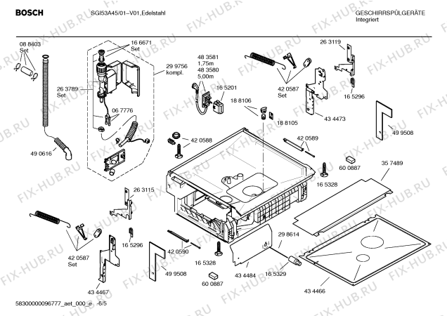 Взрыв-схема посудомоечной машины Bosch SGI53A45 - Схема узла 05