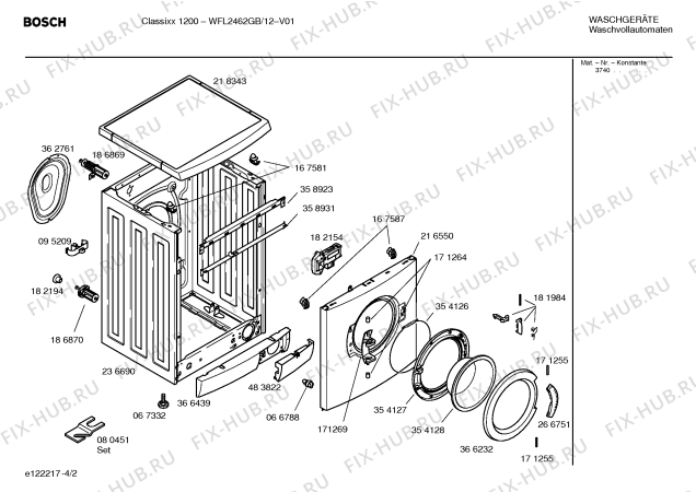 Взрыв-схема стиральной машины Bosch WFL2462GB Classixx 1200 - Схема узла 02