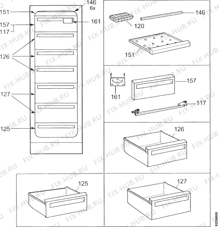 Взрыв-схема холодильника Zanussi ZVF320P - Схема узла Section 2