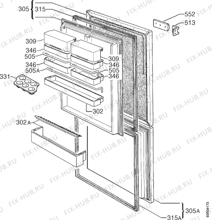 Взрыв-схема холодильника Etna A5621E - Схема узла Door 003