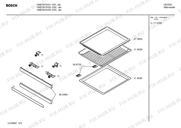 Взрыв-схема микроволновой печи Bosch HME9570 - Схема узла 05