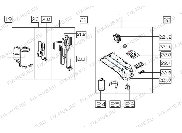 Схема №1 KAS70ZN (453980) с изображением Накопитель для кондиционера Gorenje 339465