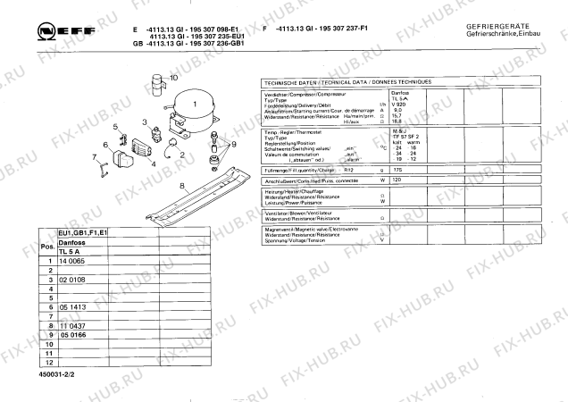 Взрыв-схема холодильника Neff 195307237 F4113.13GI - Схема узла 02