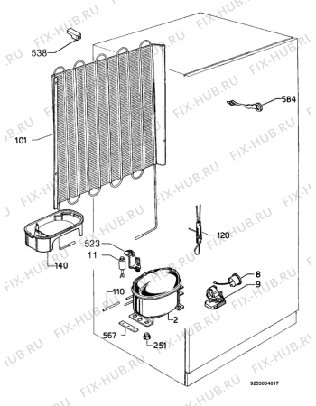 Взрыв-схема холодильника Zanussi ZD21/5RM - Схема узла Cooling system 017