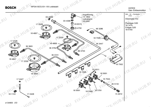 Взрыв-схема плиты (духовки) Bosch NPD615EEU Bosch - Схема узла 02