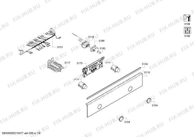 Схема №1 HBF234EB0R с изображением Панель управления для плиты (духовки) Bosch 11025415