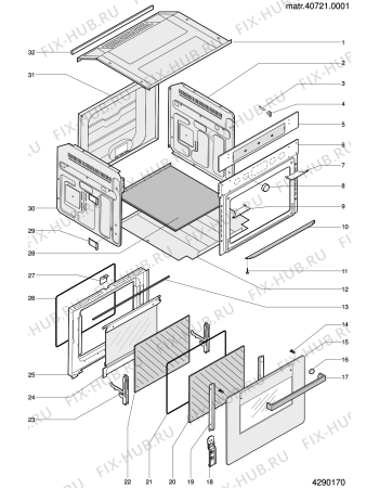 Схема №1 FZ61P1IX (F031572) с изображением Обшивка для духового шкафа Indesit C00143551