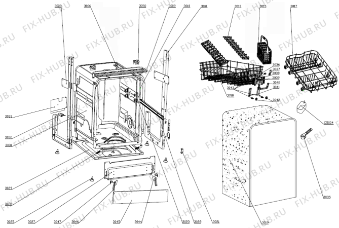 Схема №1 GU62110AW (234123, WQP12-9250) с изображением Обшивка для посудомоечной машины Gorenje 248739