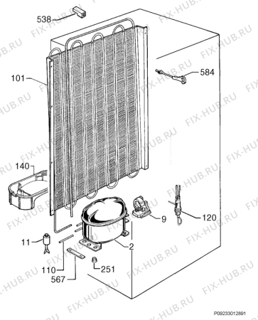 Взрыв-схема холодильника Privileg 828157_40829 - Схема узла Cooling system 017