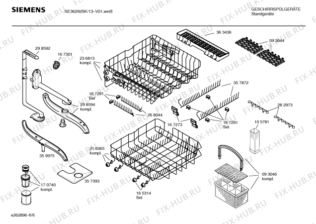 Схема №1 SE36292SK с изображением Инструкция по эксплуатации для посудомойки Siemens 00500189