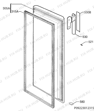 Взрыв-схема холодильника Aeg Electrolux A51600GSW0 - Схема узла Door 003