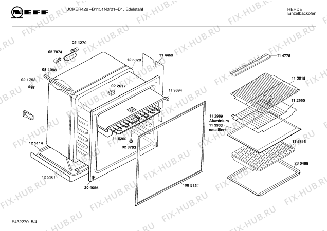 Взрыв-схема плиты (духовки) Neff B1151N0 JOKER 459 - Схема узла 04