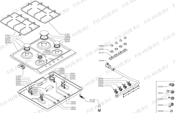 Схема №1 GMS640E1 (174661, PCFZD60V) с изображением Трубка подачи газа для электропечи Gorenje 392154