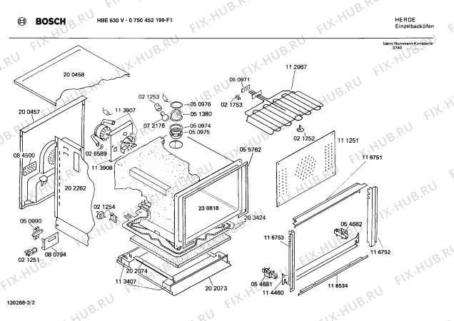Взрыв-схема плиты (духовки) Bosch 0750452199 HBE630V - Схема узла 02