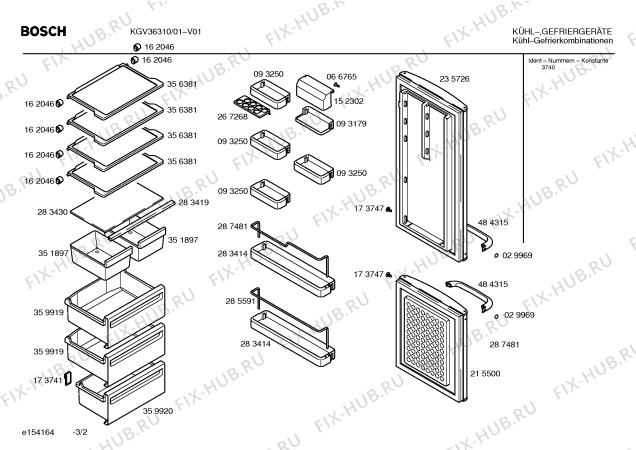 Взрыв-схема холодильника Bosch KGV36310 - Схема узла 02