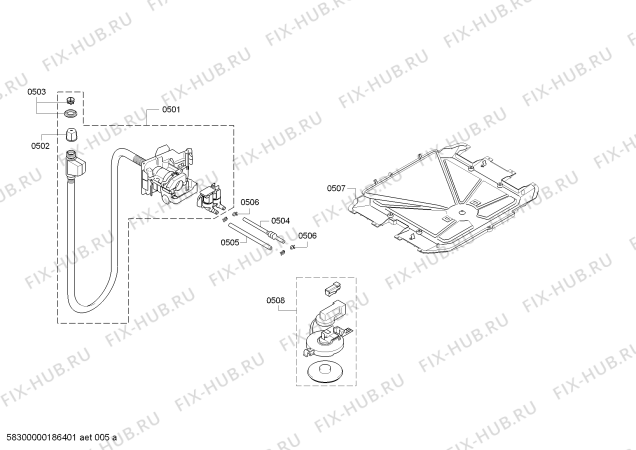 Взрыв-схема стиральной машины Siemens WM14Q4R1 runner iQ 500 varioPerfect - BLDC - Схема узла 05