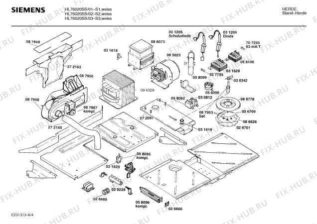 Схема №1 HL76020SS с изображением Индикатор для плиты (духовки) Siemens 00032376